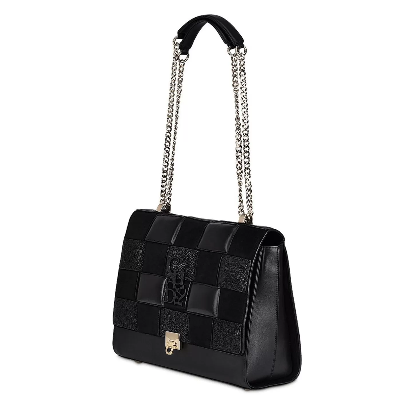 Cuadra Black Genuine Exotic Leather Handbag With Chain Strap Store