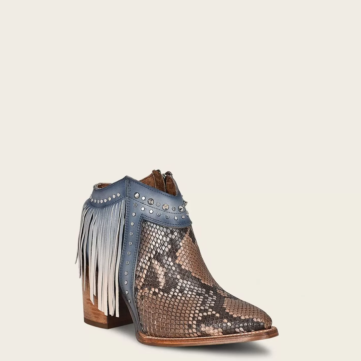 Cuadra Blue Exotic Leather Bootie Outlet