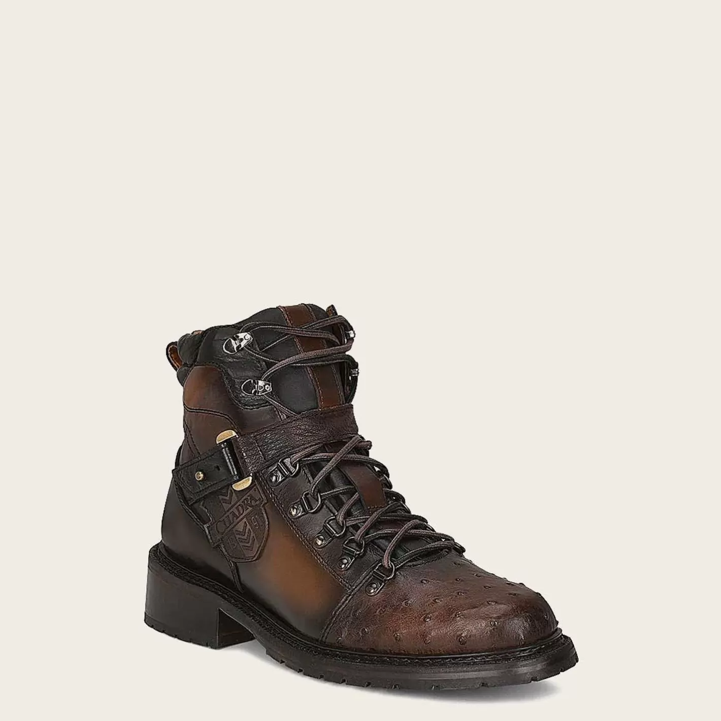 Cuadra Brown Ostrich Leather Urban Ankle Boots Flash Sale