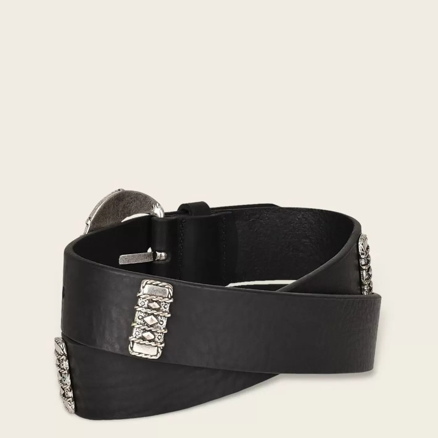 Cuadra Casual Black Leather Western Inspired Belt Store