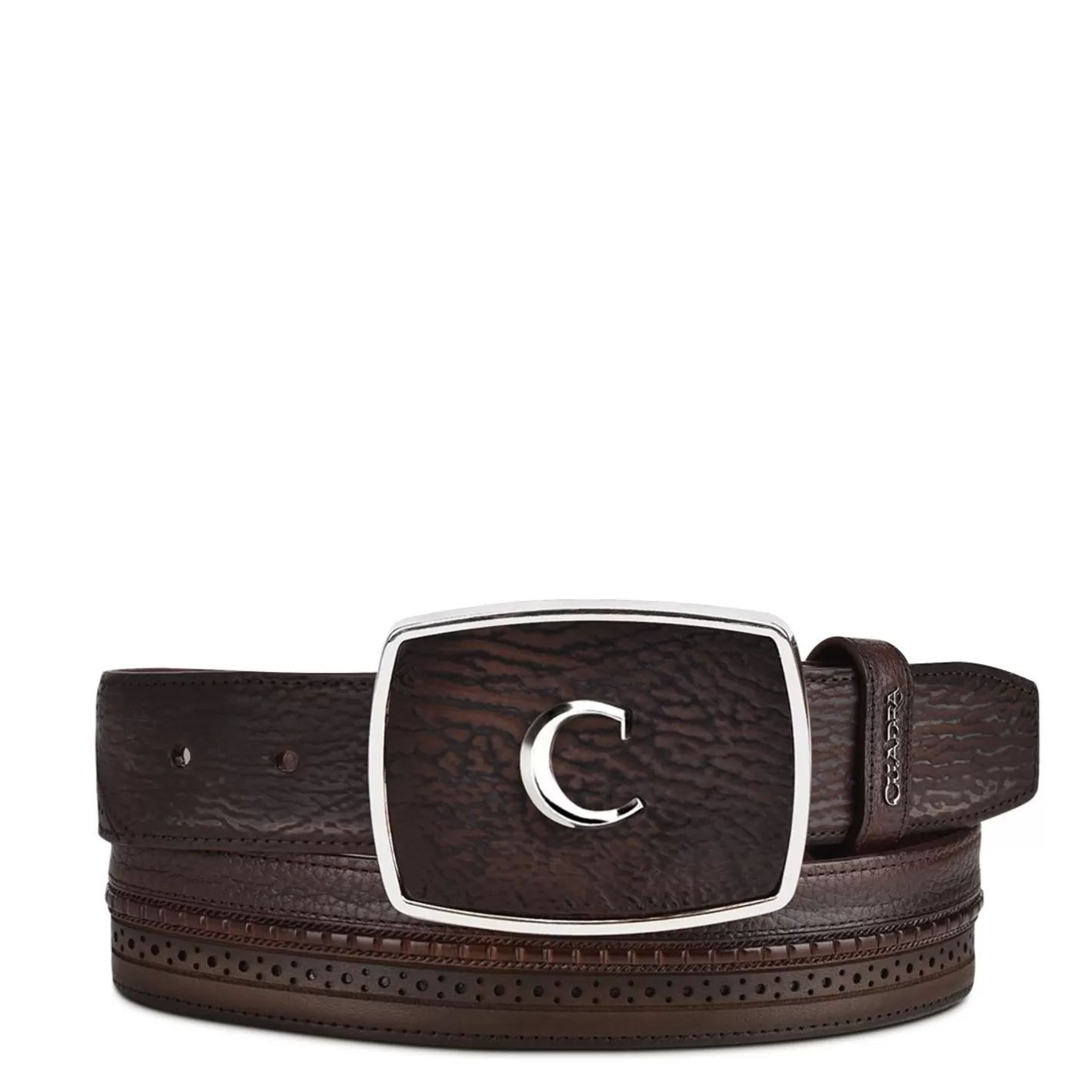 Cuadra Dark Brown Perforated Western Belt Flash Sale