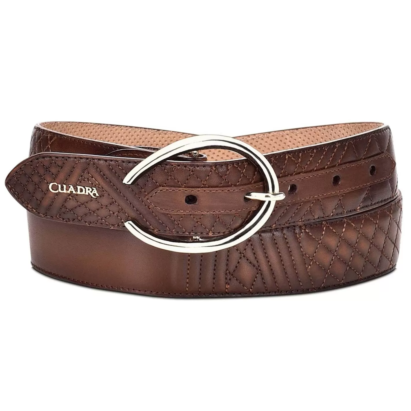 Cuadra Embroidered Brown Leather Belt Best