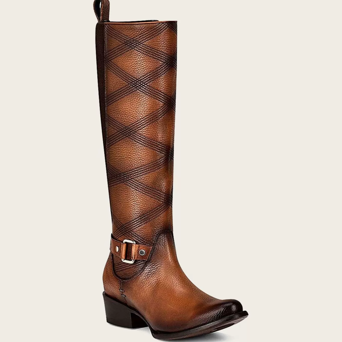 Cuadra Embroidered Honey Leather Boot New