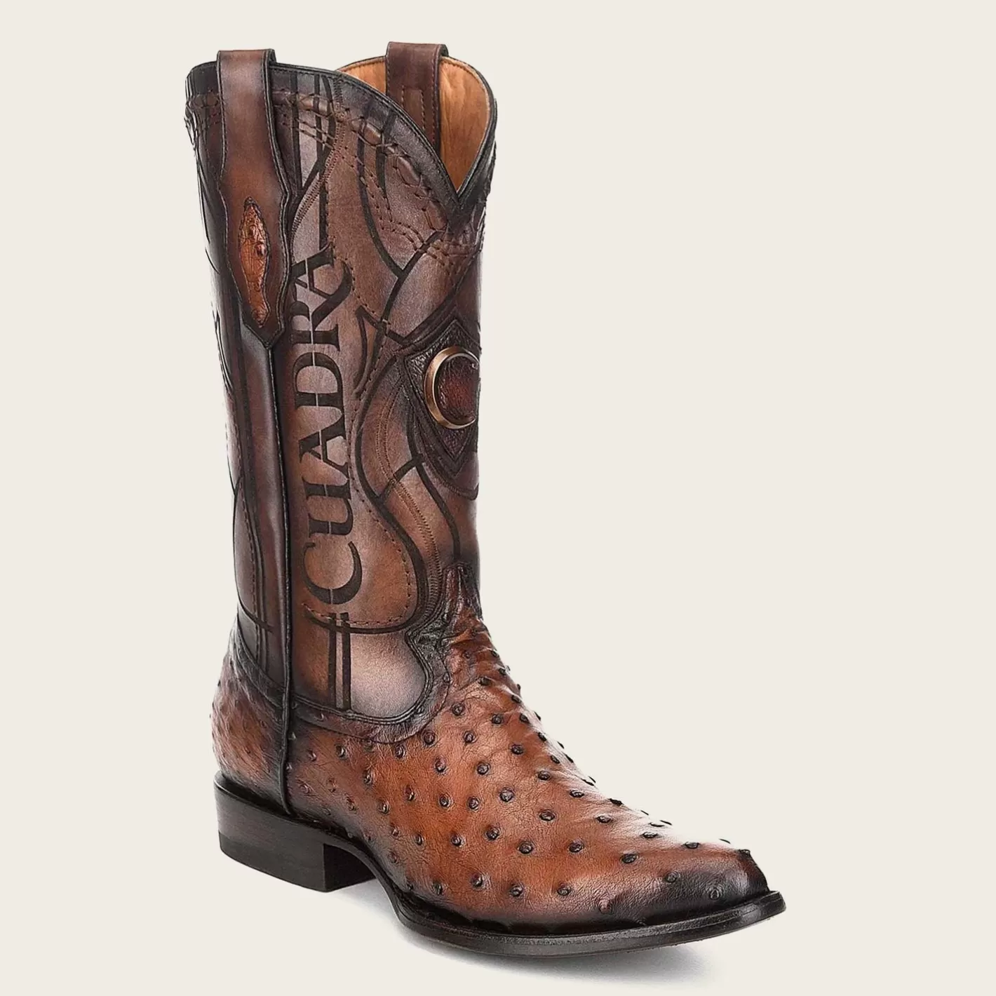 Cuadra Engraved Brown Exotic Leather Cowboy Boots Flash Sale