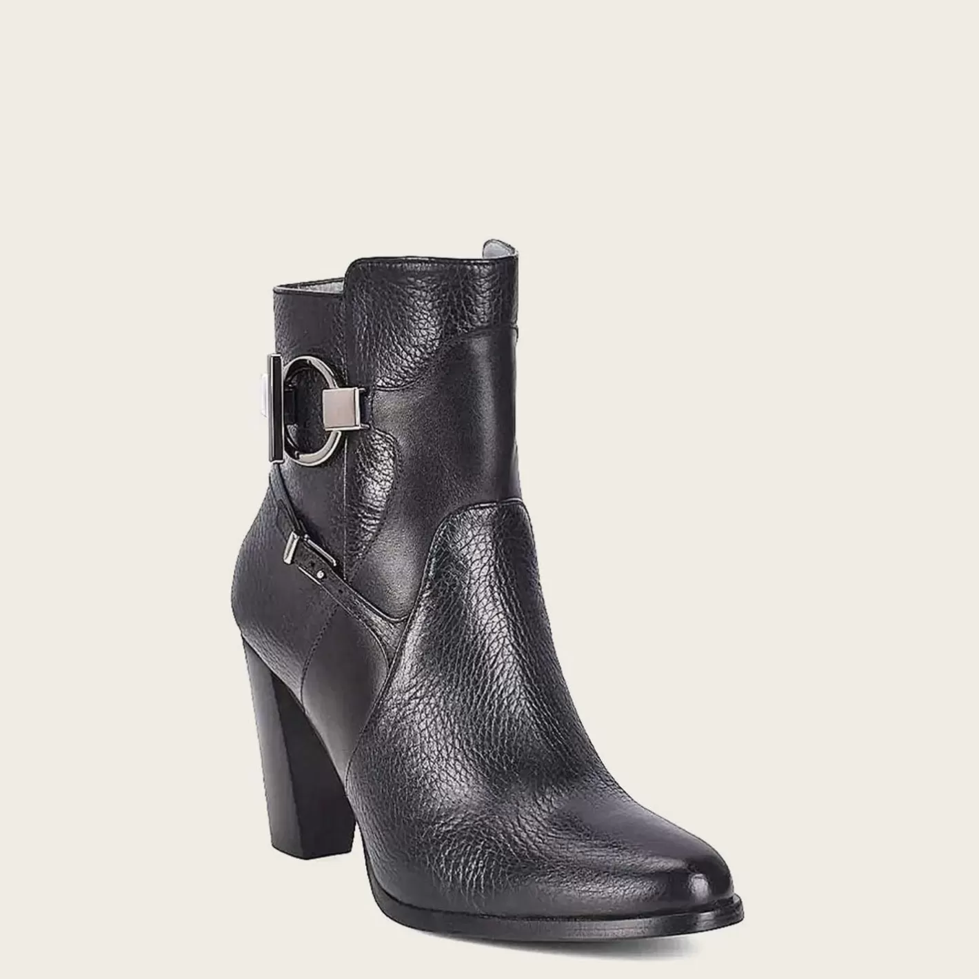Cuadra Genuine Deer Black Leather Bootie Cheap
