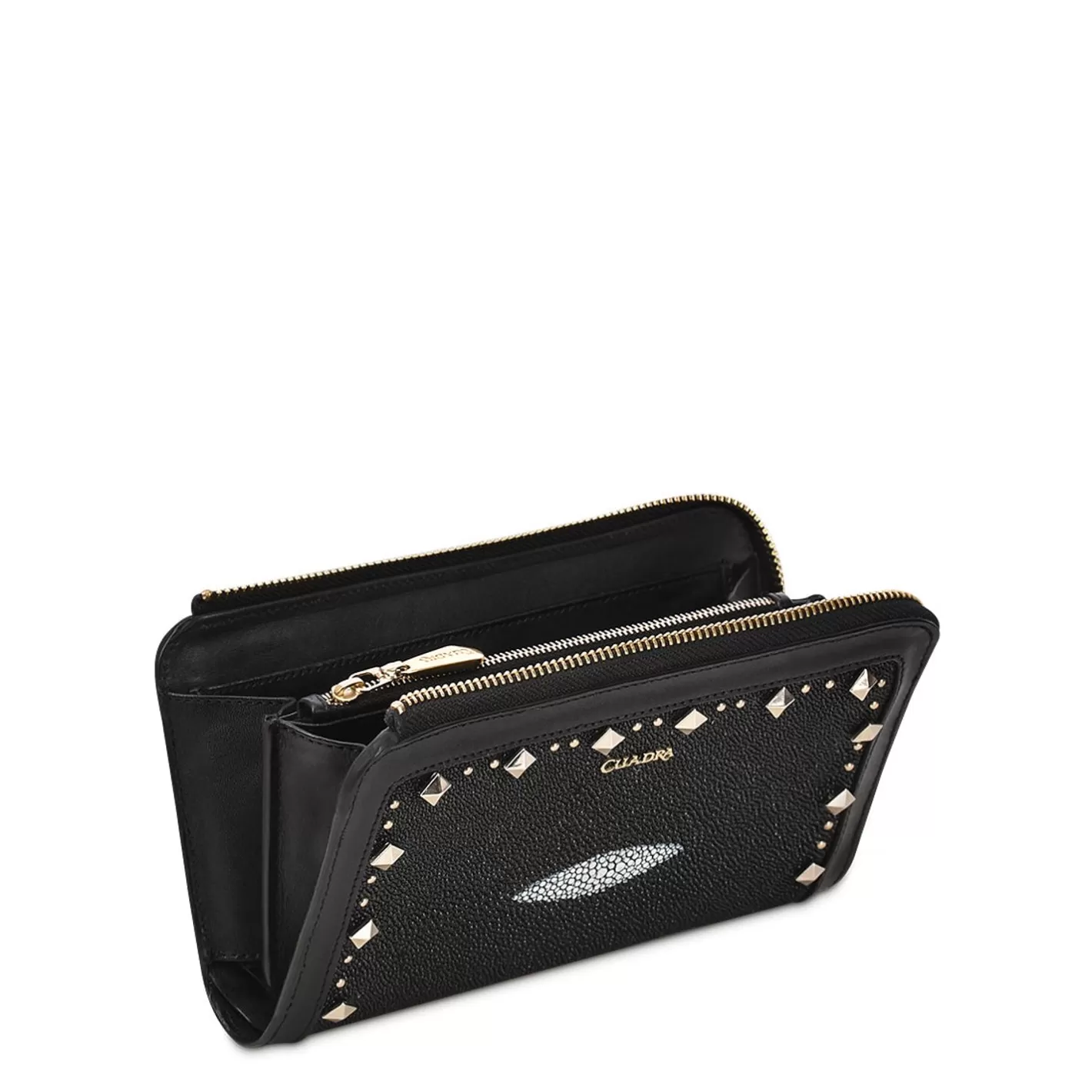 Cuadra Handmade Black Stingray Leather Bifold Wallet Cheap