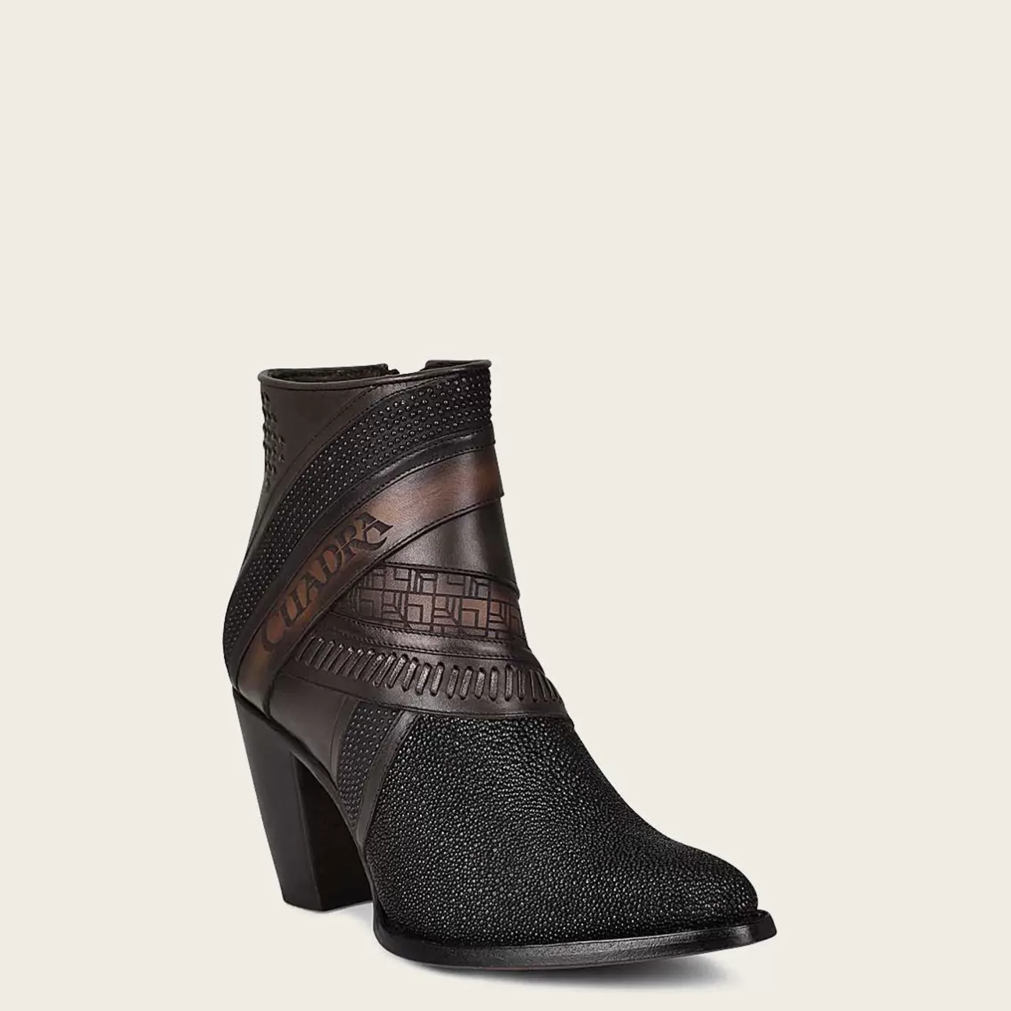 Cuadra Hand-Painted Exotic Black Stingray Leather Bootie Flash Sale