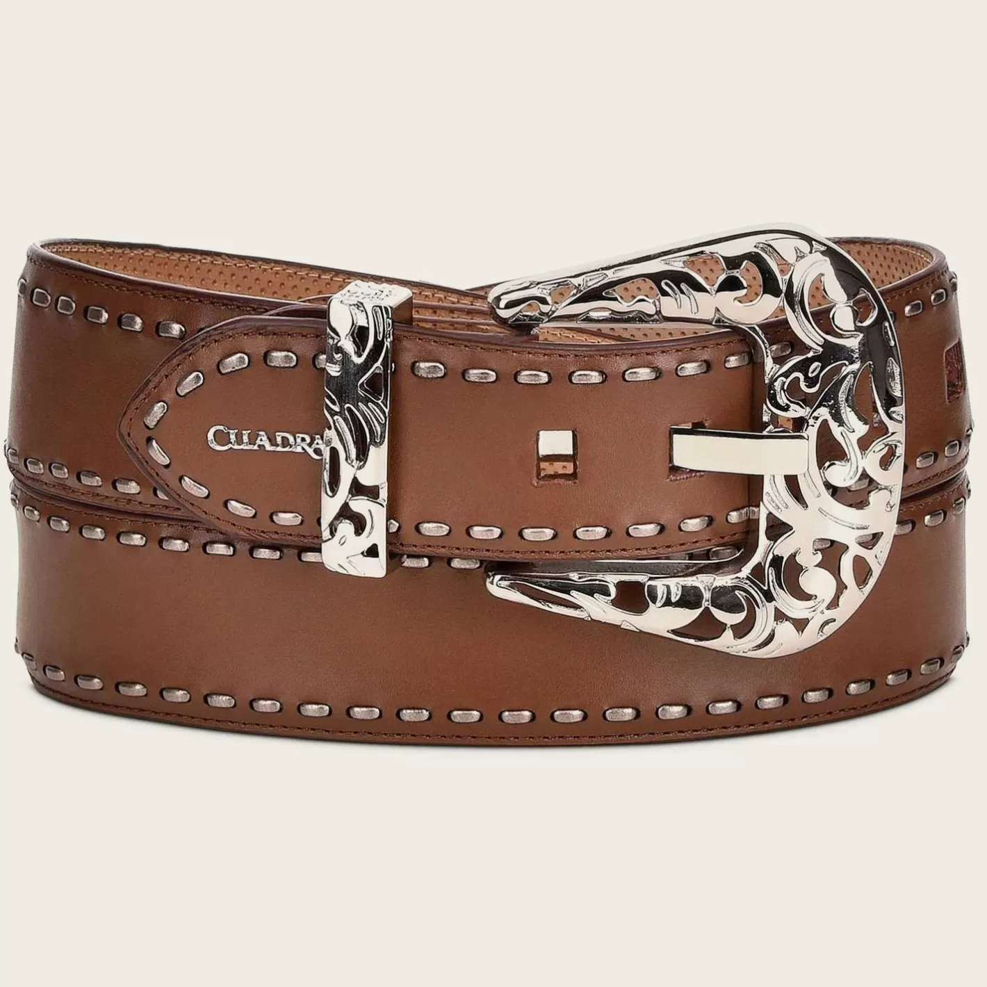 Cuadra Handwoven Honey Leather Belt With Metallic Buckle Best Sale